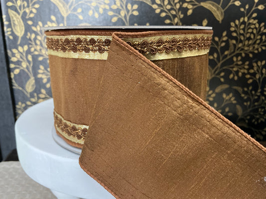 Vintage Scroll Ribbon, Pecan, Farrisilk, RK827-35