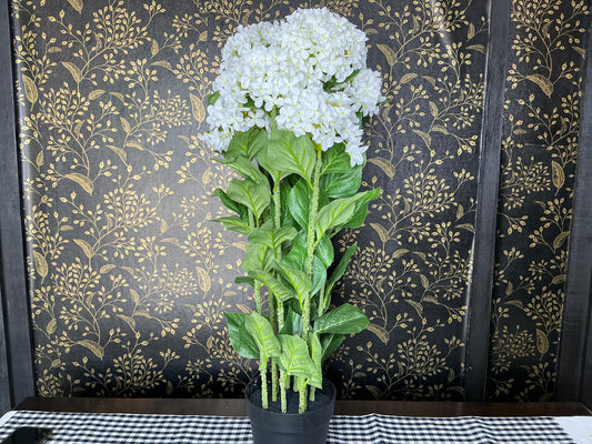 Artificial 3FT white hydrangea in pot