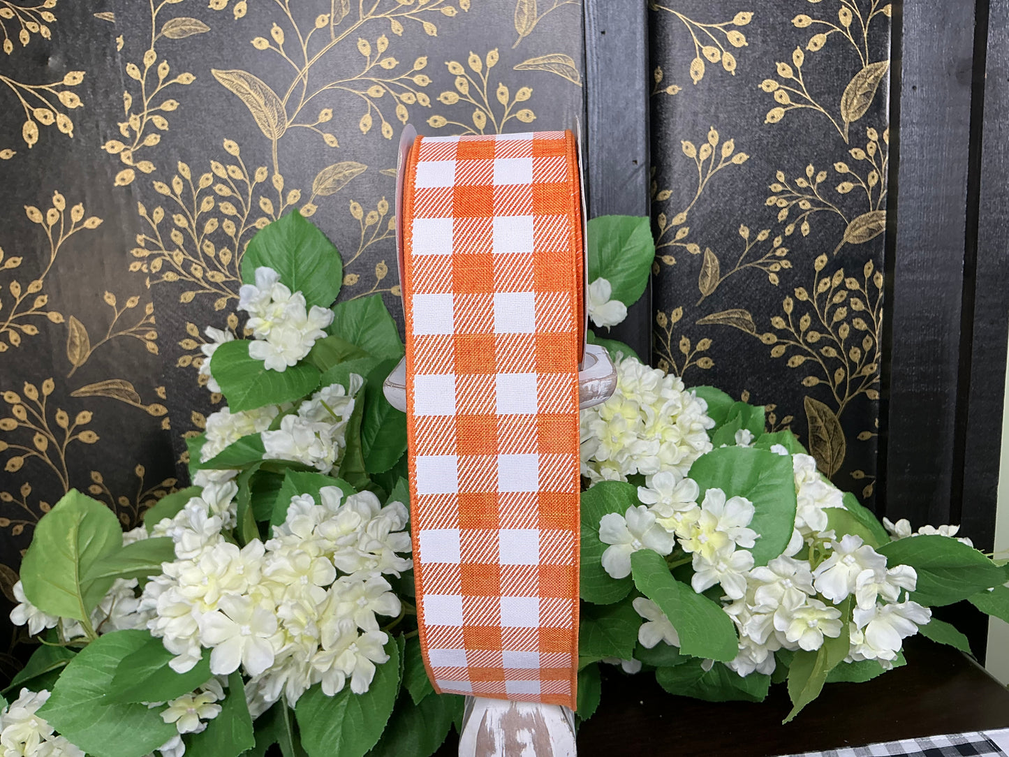 Orange/White Check Ribbon