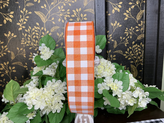 Orange/White Check Ribbon
