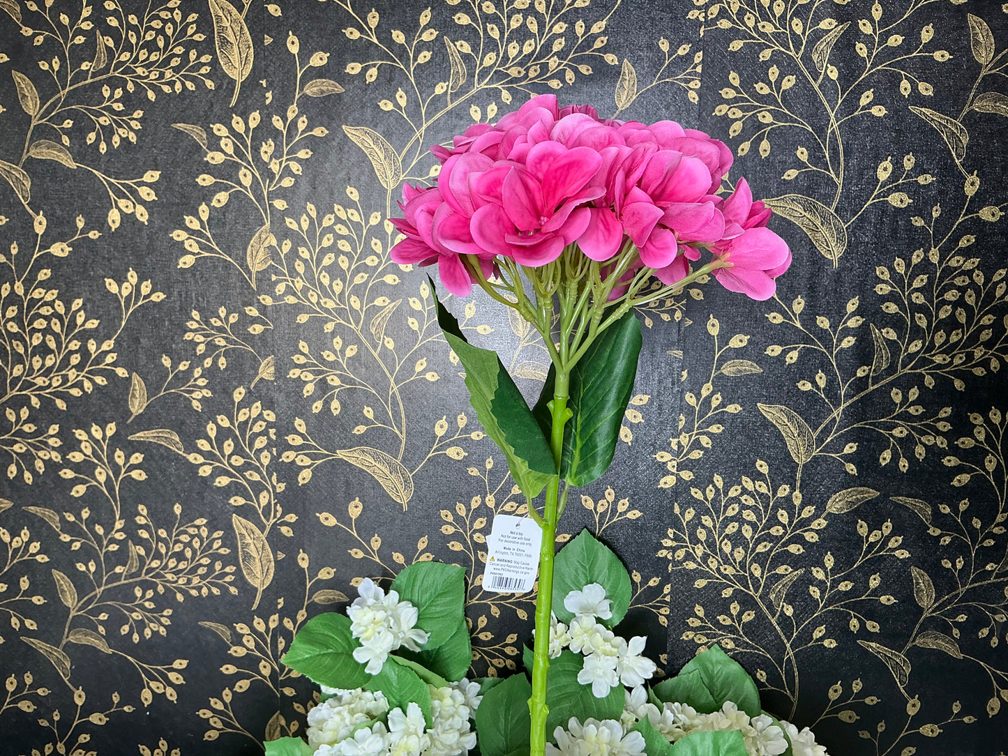 Hot Pink Hydrangea Stem - Real Touch