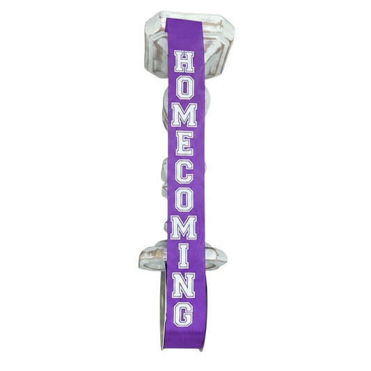 Homecoming Ribbon, Purple/White, 1.5”x100FT