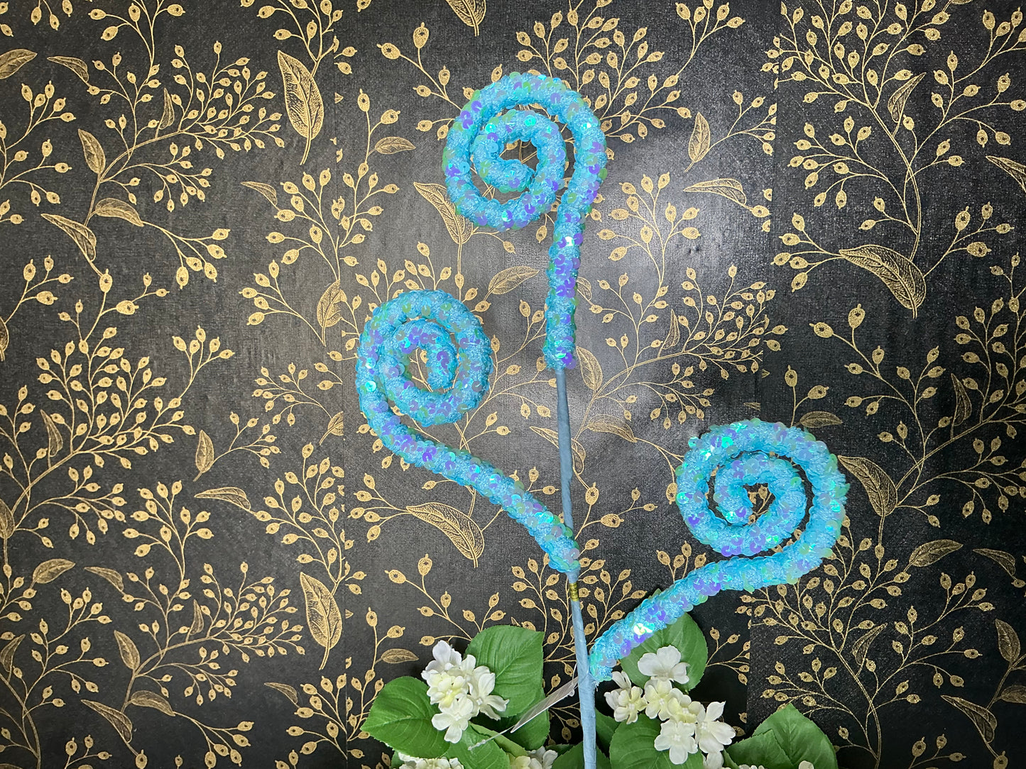 Blue Sequin Curly
