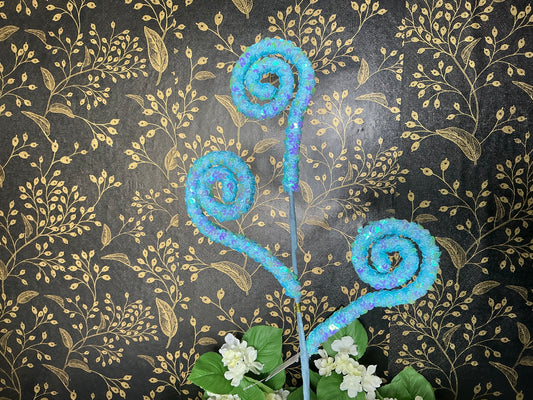 Blue Sequin Curly