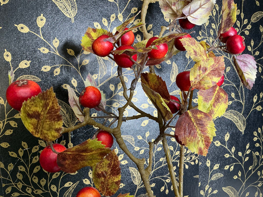 Hawthorn Berry Spray, 37”, Flame Orange