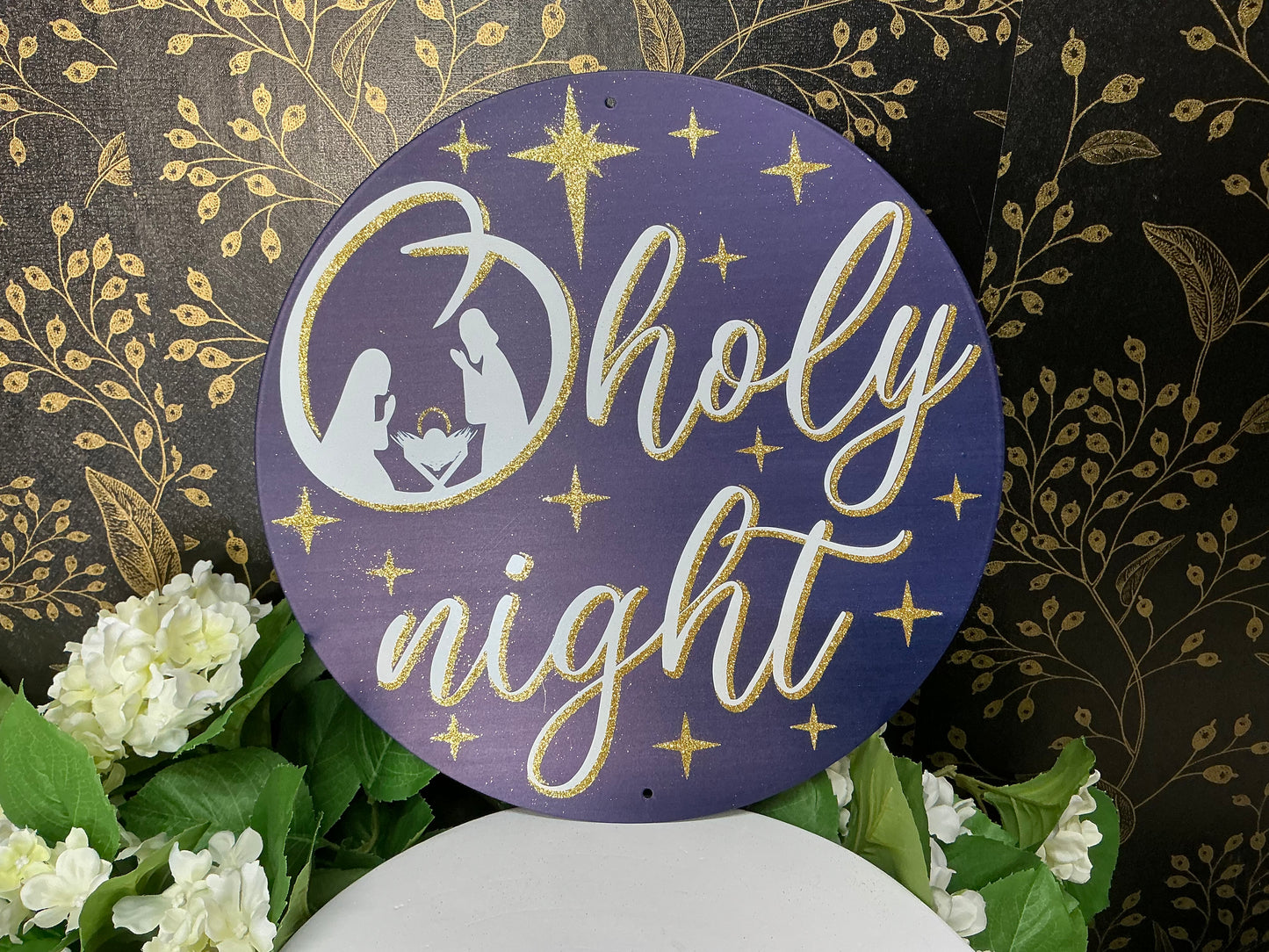 O Holy Night sign, 12”DIA, MD1008