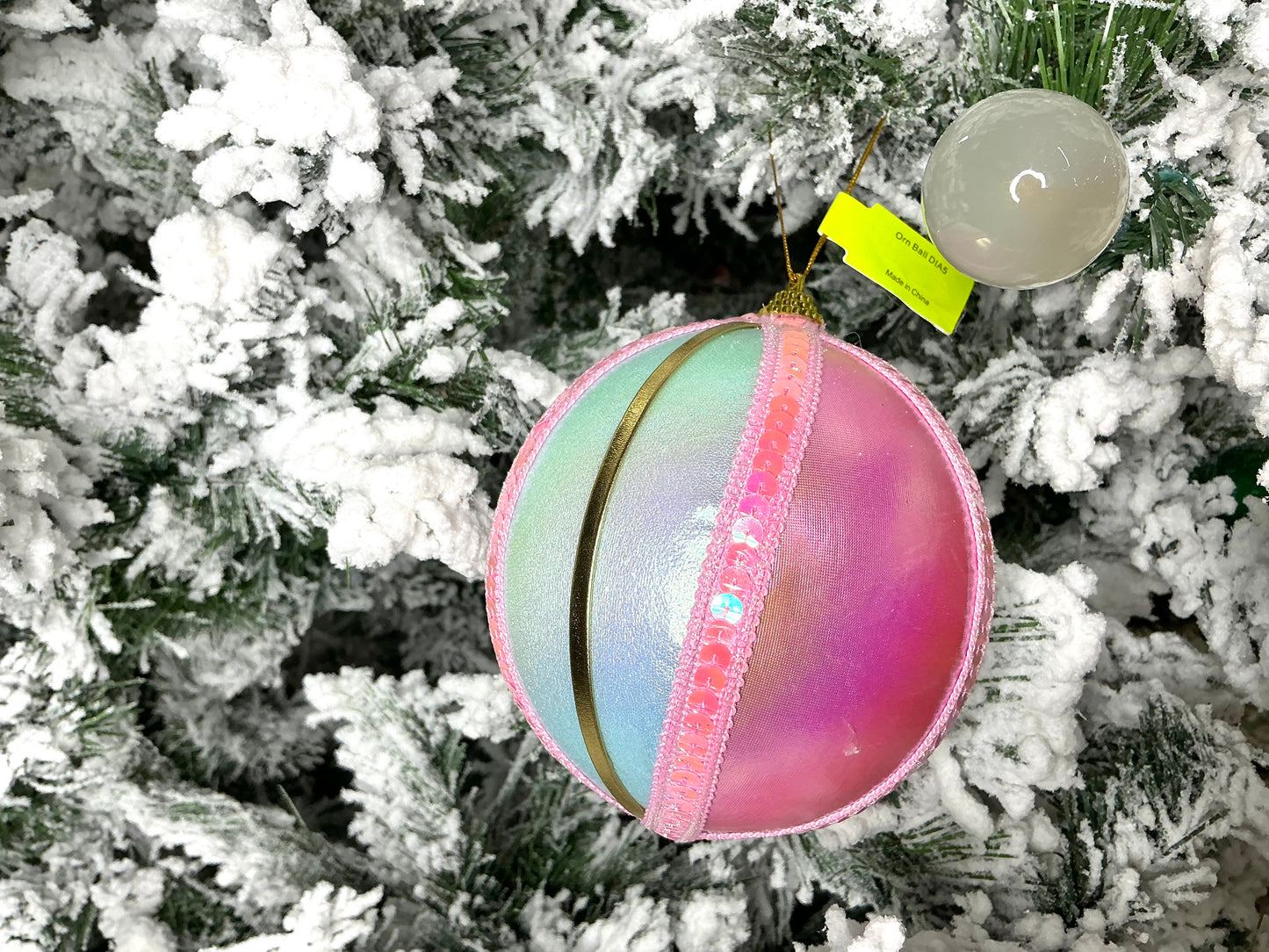 Mint/Pink ornament Ball, 86407MIPK