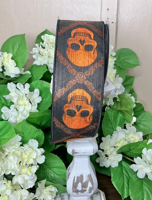 Black/Orange Skull ribbon, RGE181220