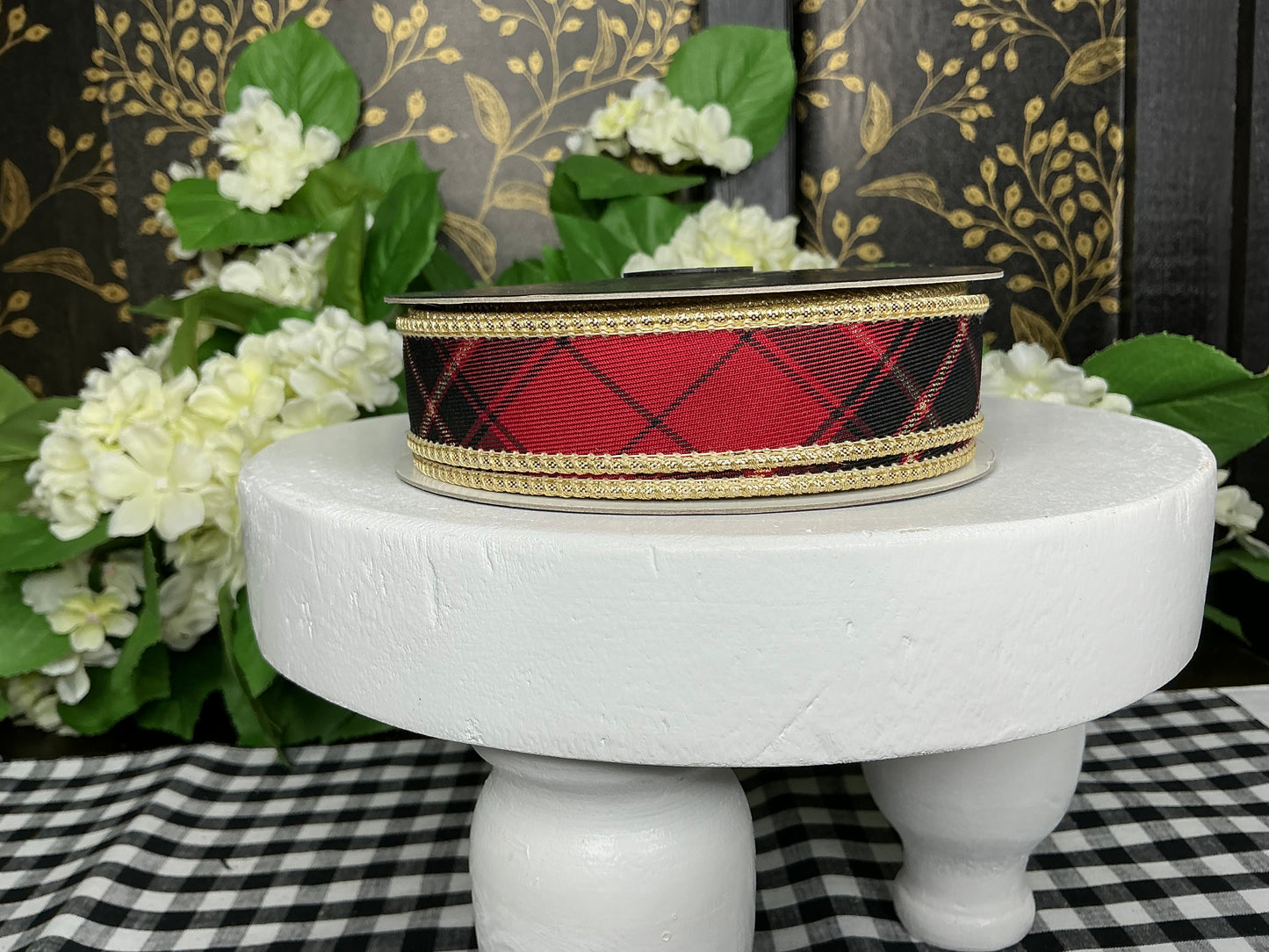 Burgundy Plaid Ribbon - John Mark - 1”
