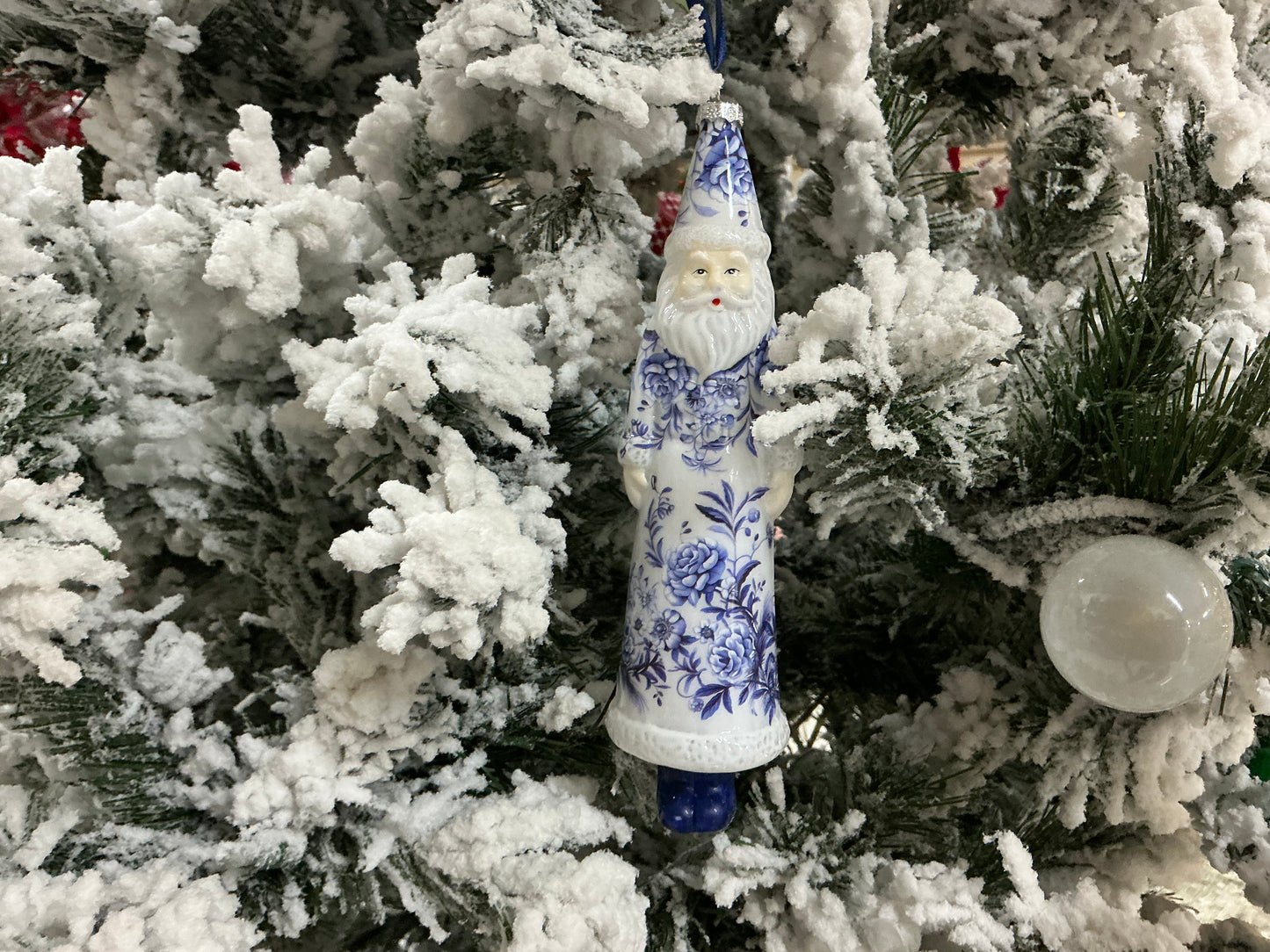 Blue/White Chinoserie Santa Ornament, MTX76581