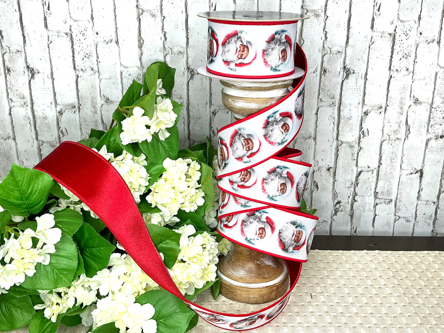 Santa Ribbon, Brown Skin Santa, D’Lux designer ribbon, LX11058R