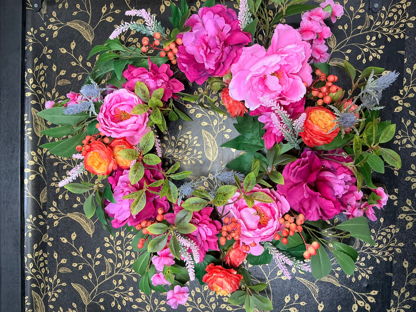 Mixed Pink floral wreath - 24”