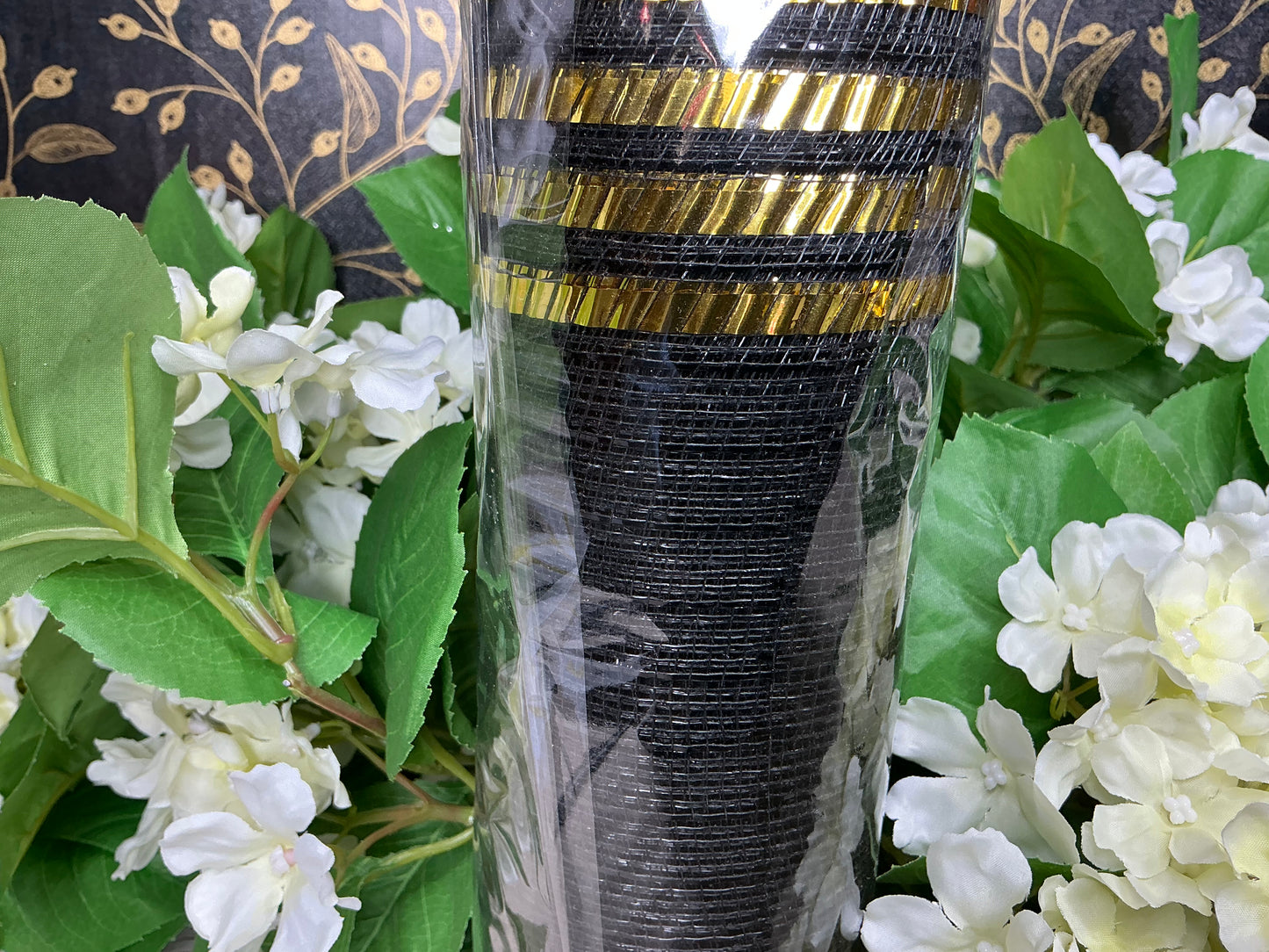 Black mesh with metallic gold stripes, RY8516F8