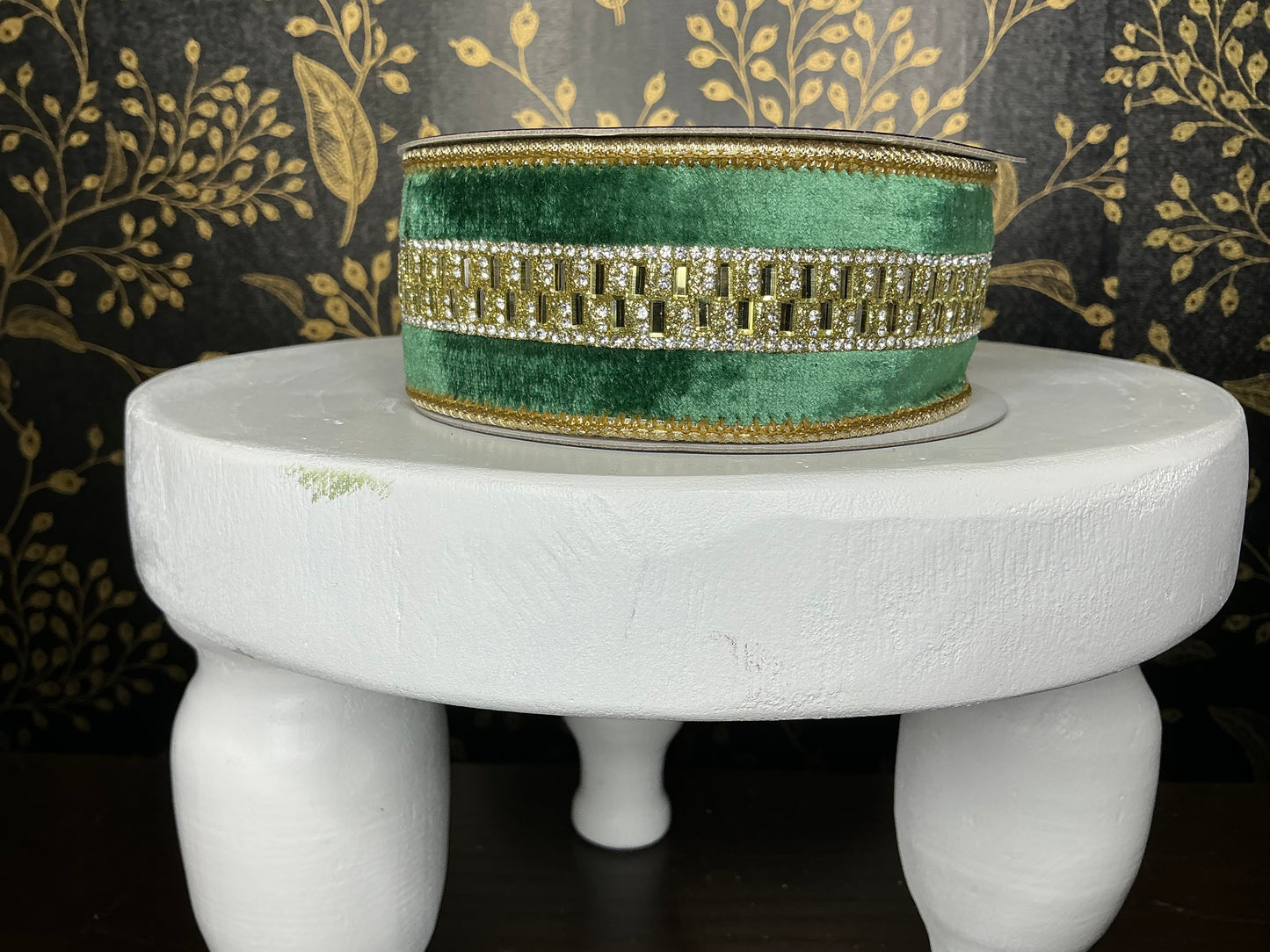 Green Velvet with Jewel Center Trim, John Mark Ribbon