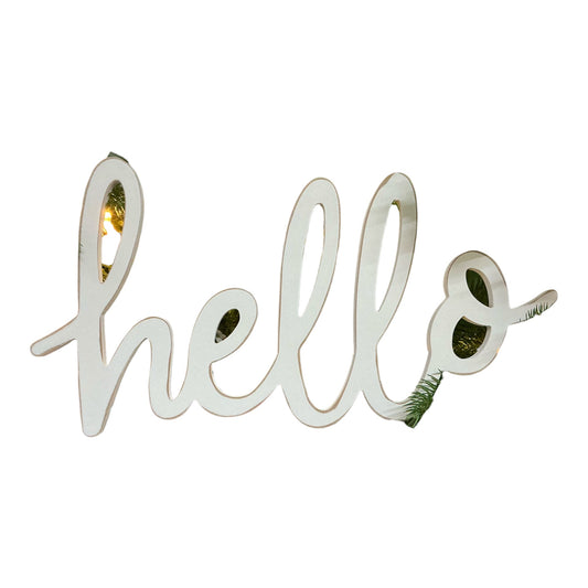Hello sign, wreath attachment