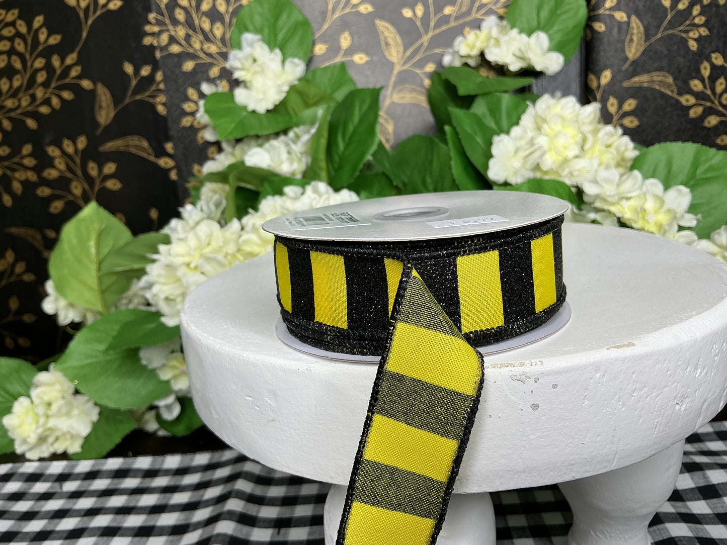 Yellow/Black Stripes Ribbon - 1.5”