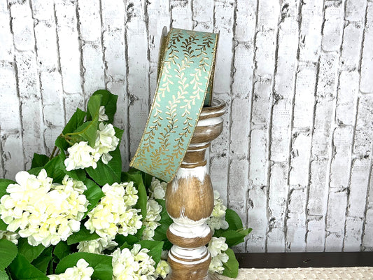 Sage green and gold Ribbon, LS301689