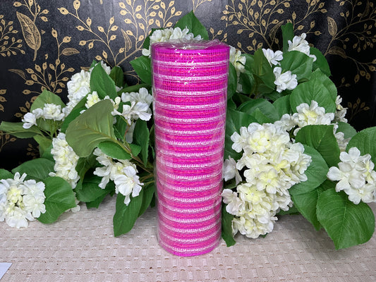 Hot pink mesh with white stripes, RY830256