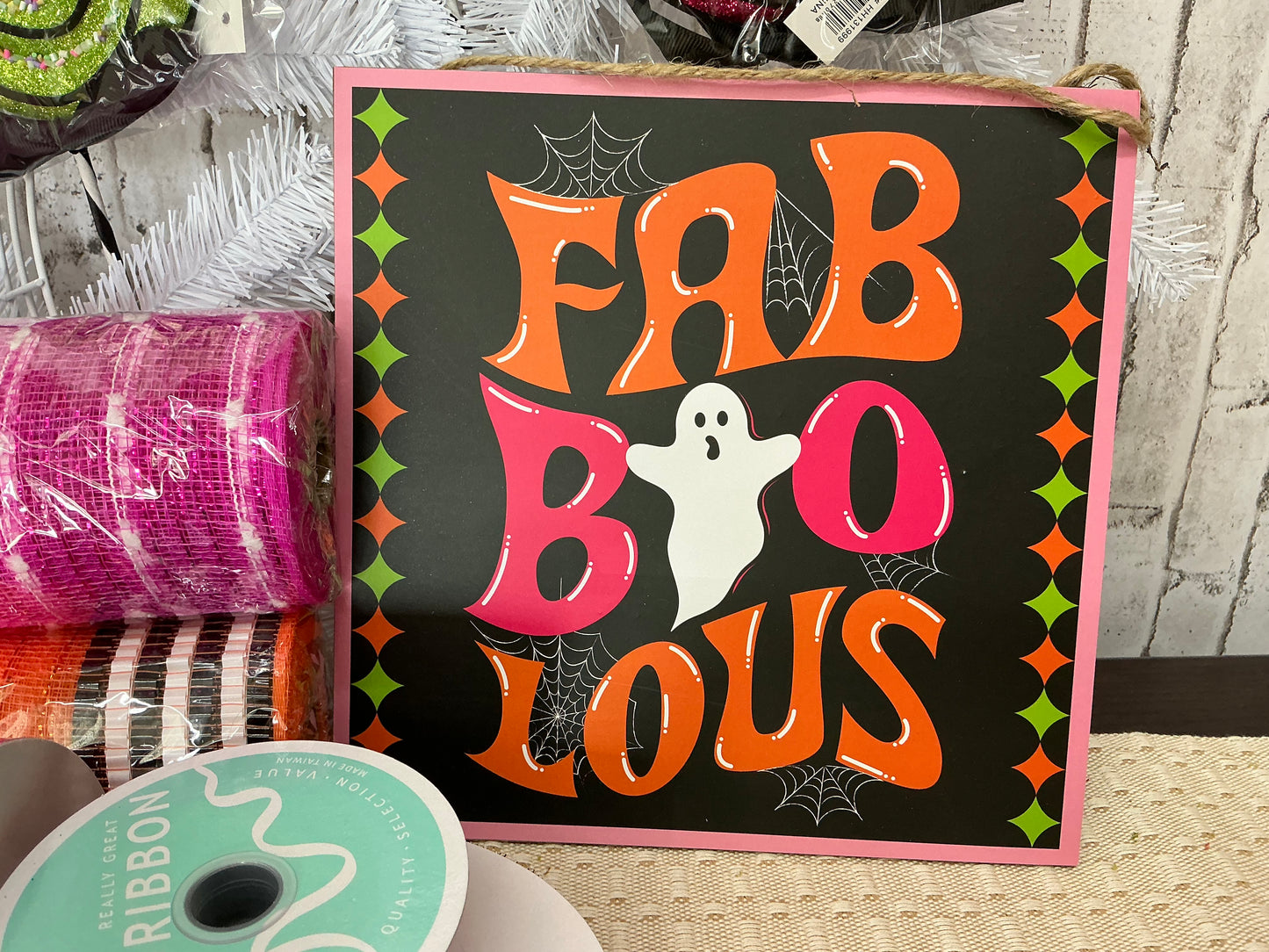 Fab”Boo”Lous ghost Halloween sign, AP7348