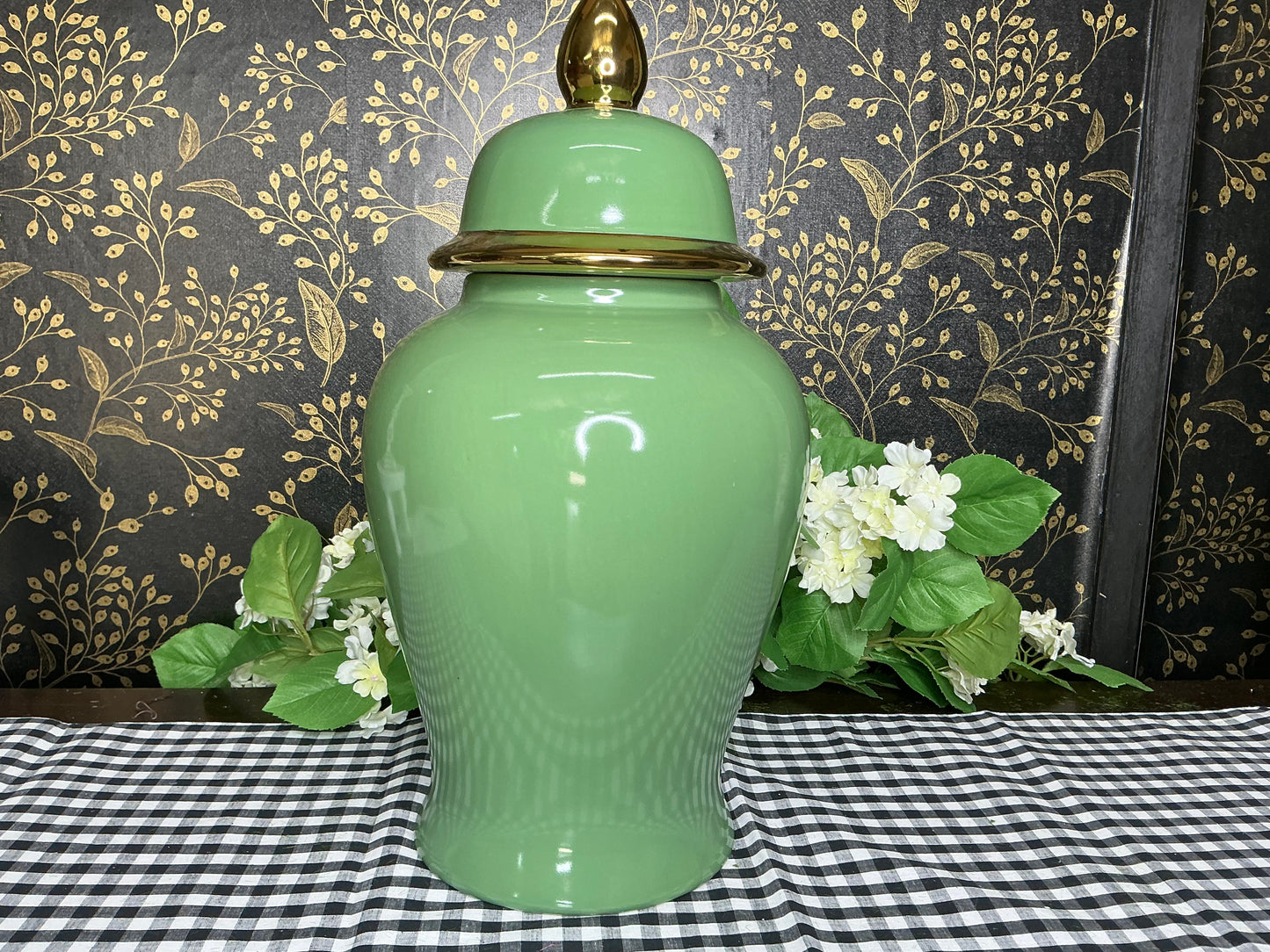 Green/Gold Ginger Jar- 18.5”