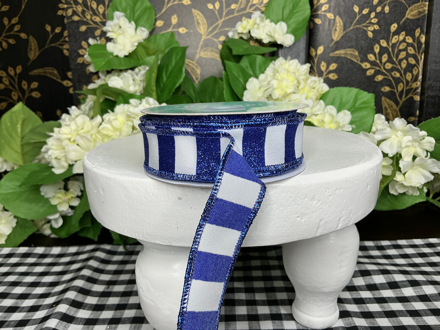 Blue/White Stripes Ribbon - 7/8”