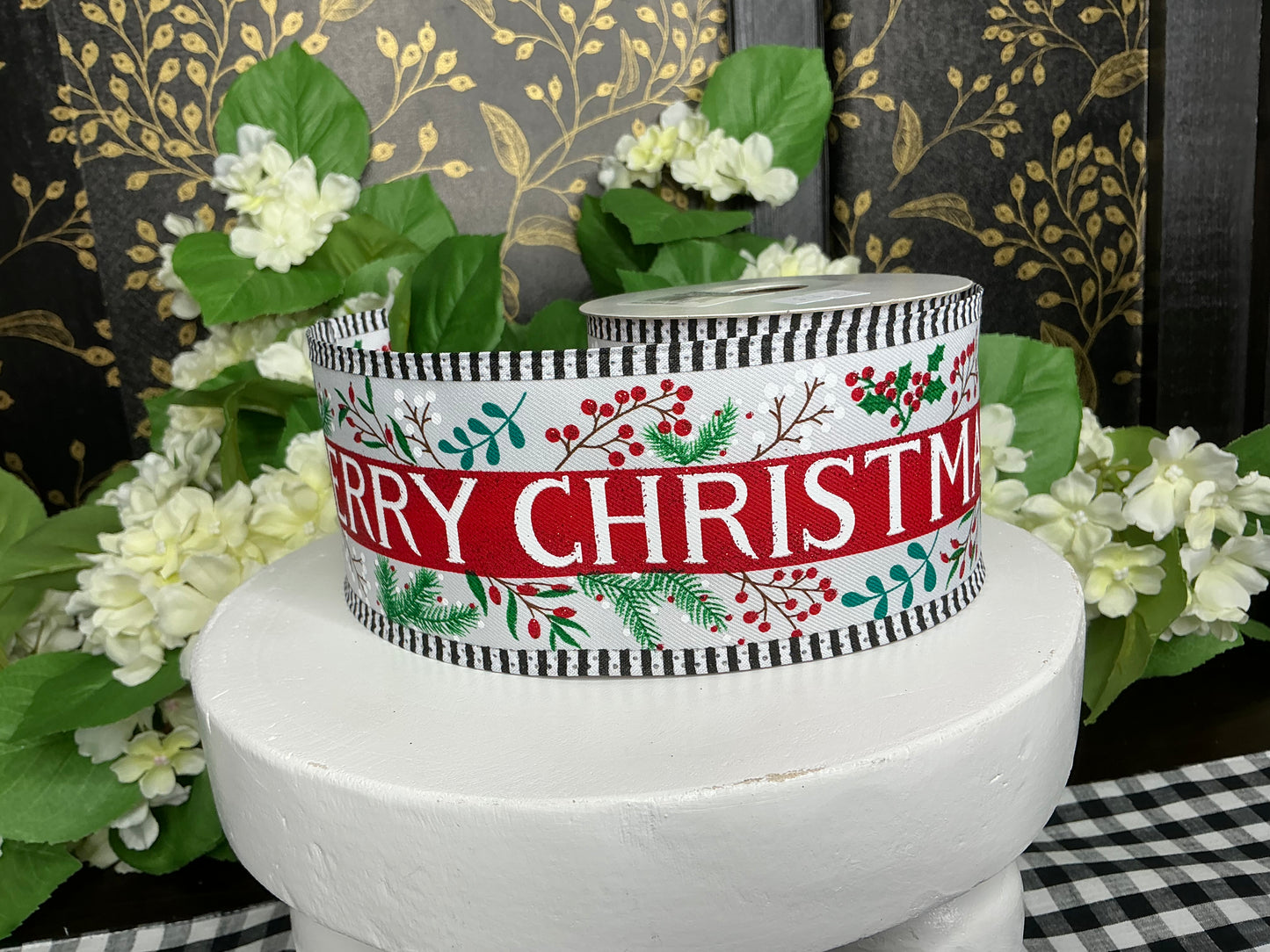 Merry Christmas Stripe Ribbon