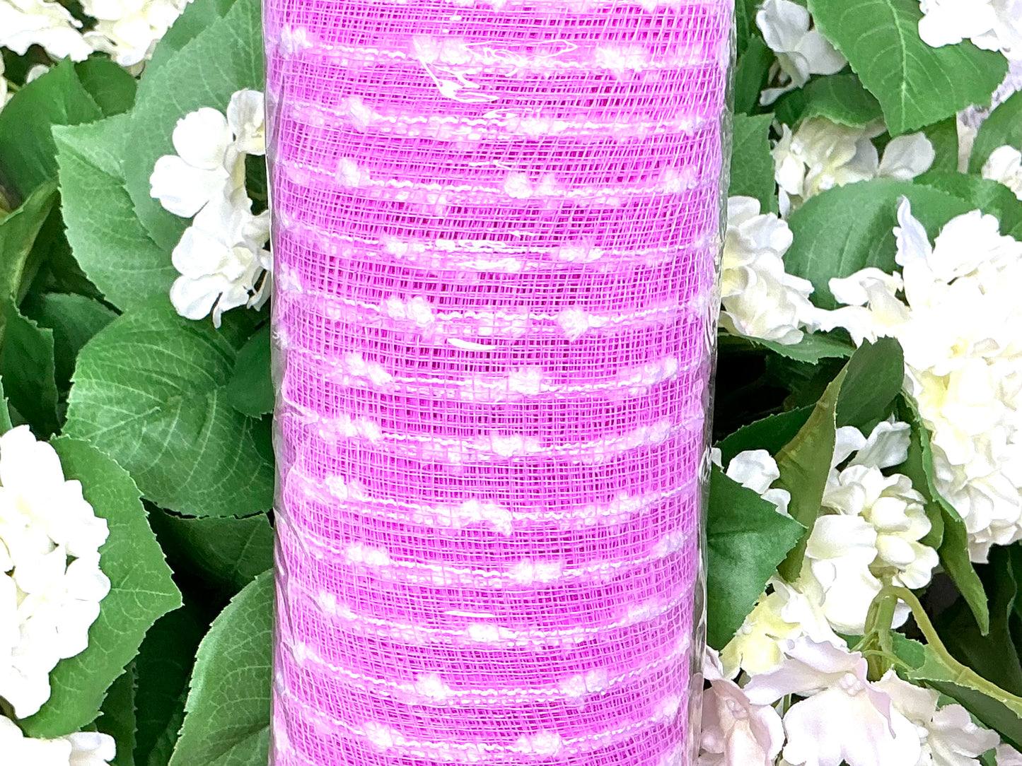 Pink Mesh with white puffball stripes, RY820263