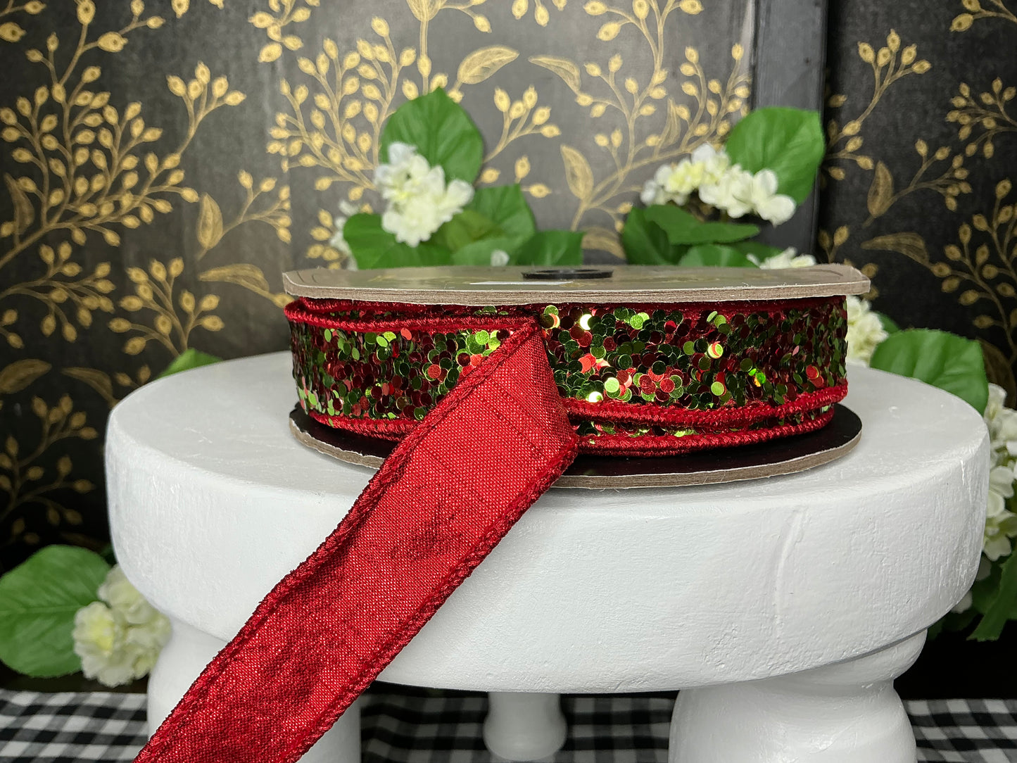 Cirque Glitter Ribbon, Lime & Red - d stevens