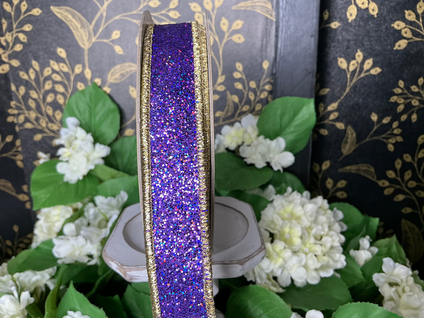 Purple Glitter w/Gold Ribbon - D’Lux designer ribbon