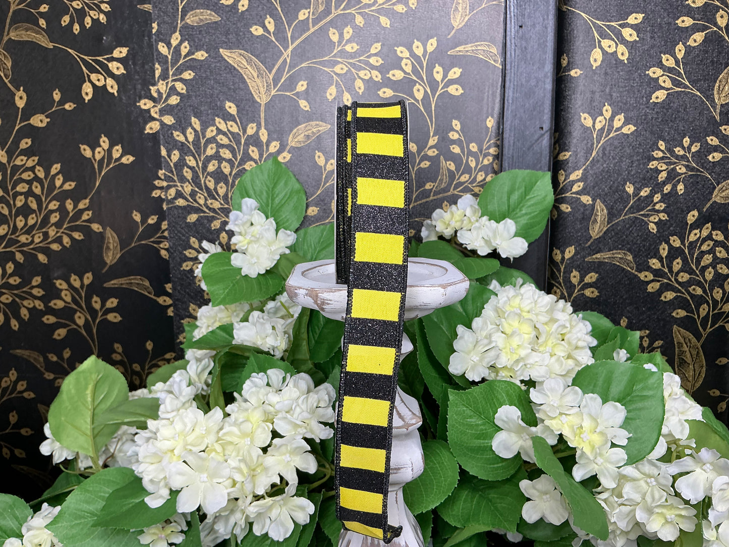 Yellow/Black Stripes Ribbon - 7/8”