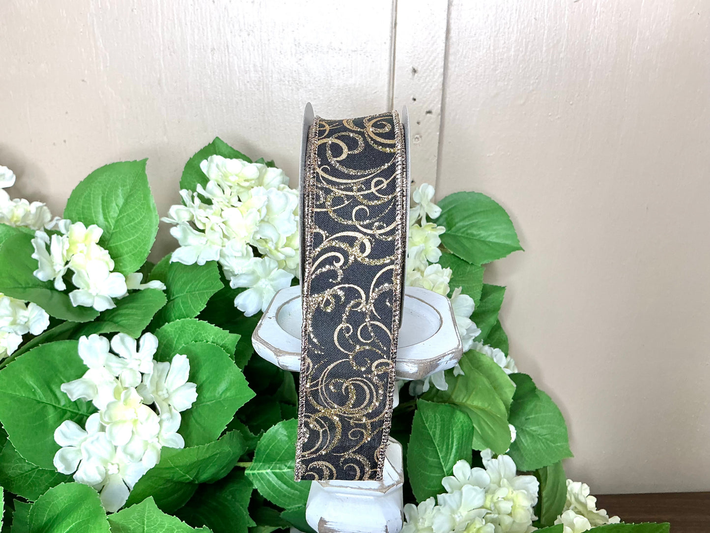 Black/Gold swirl ribbon, RGF133402