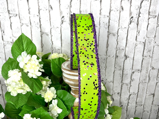 Green/Purple Halloween glitter ribbon, RGC805233