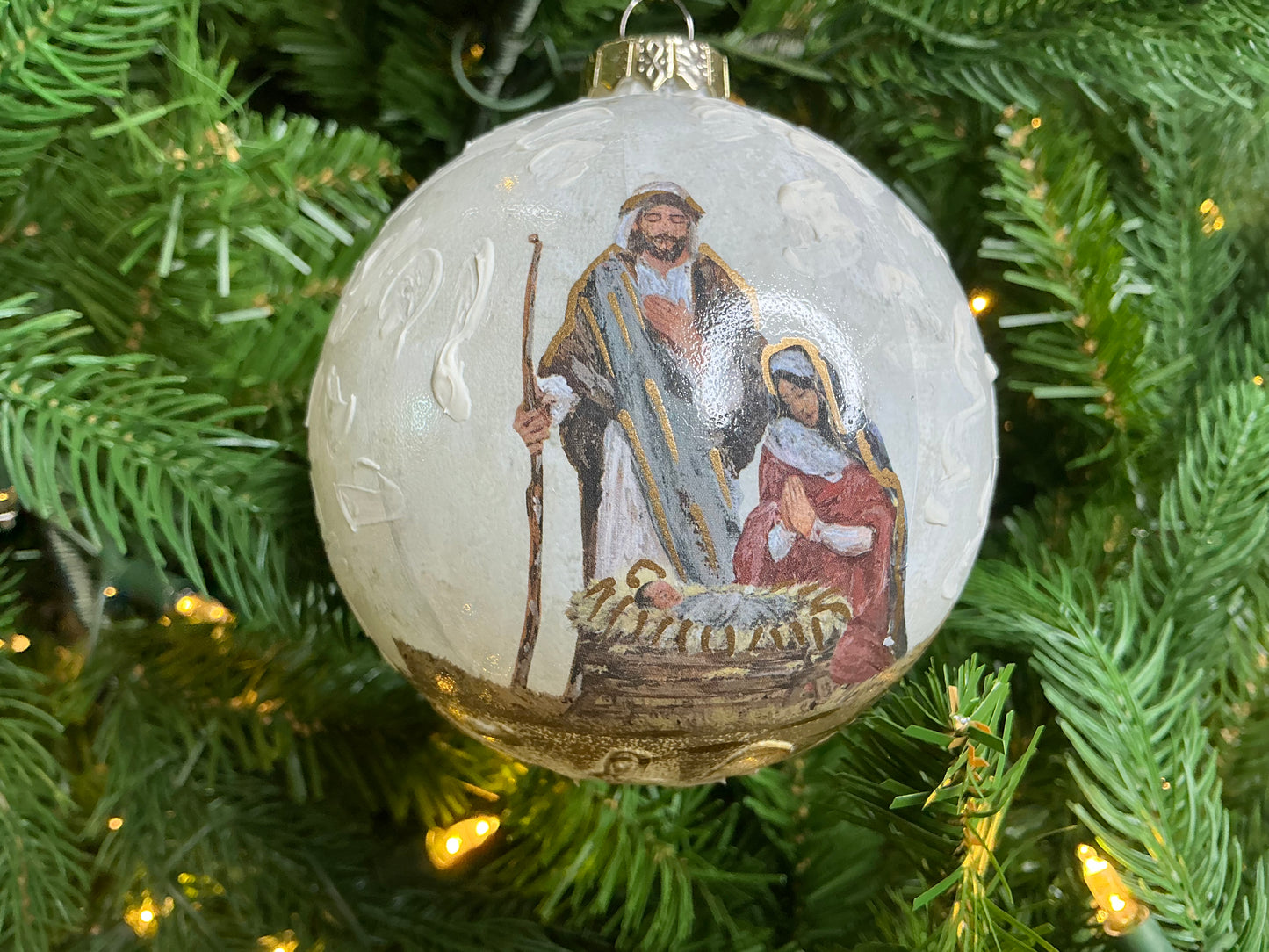 Holy Family Glass Ball Ornament