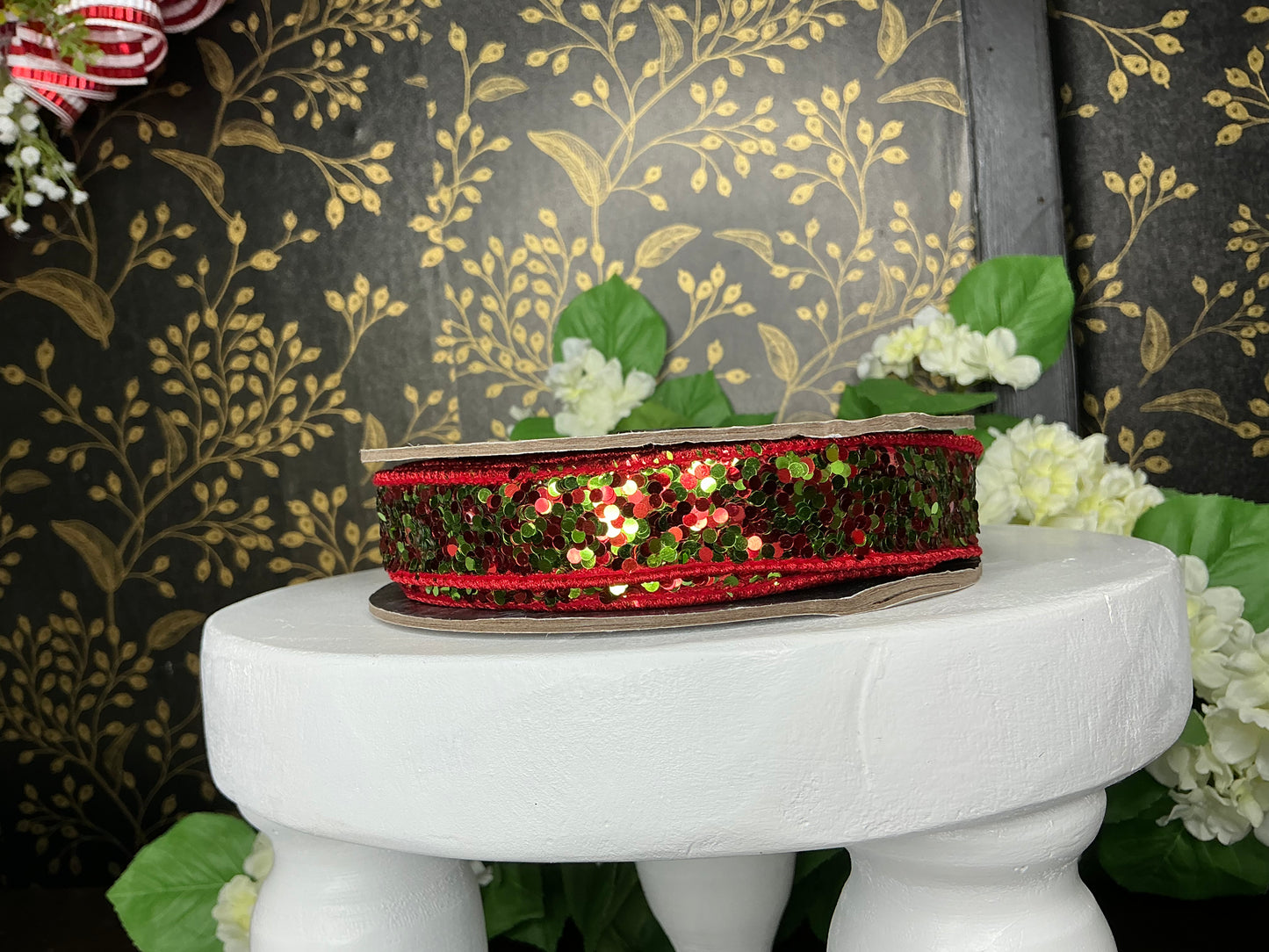 Cirque Glitter Ribbon, Lime & Red - d stevens