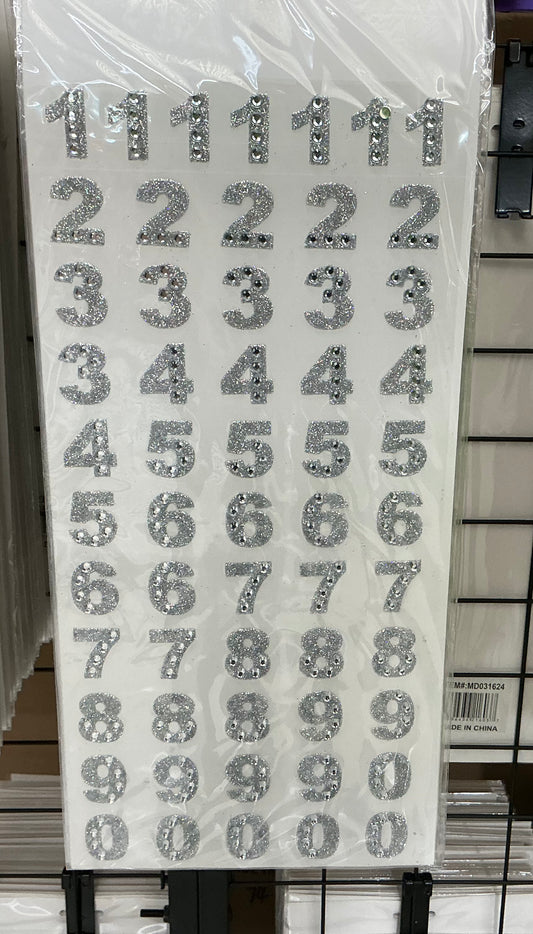 1” Number sticker page, Silver, MD031726