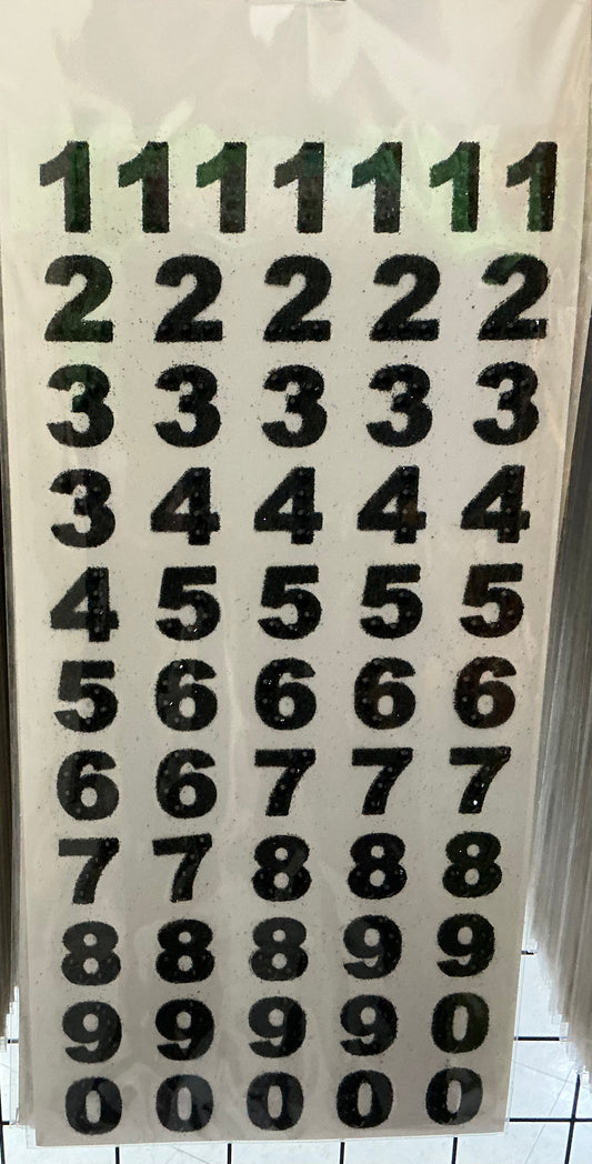 1” Number sticker page, Black