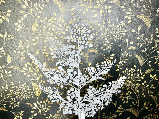 Glitter maidenhair fern spray, white, XS236627