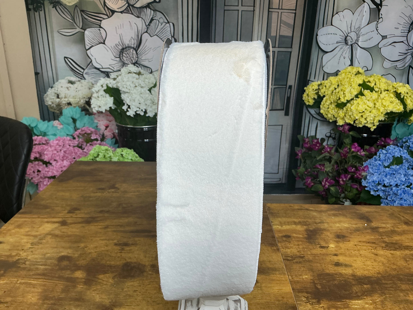 White Fux fur ribbon, MTX67699, Designer Ribbon
