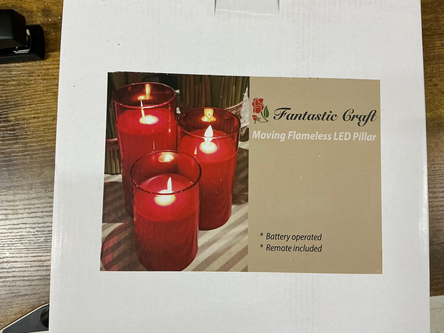 Battery operated candle set, Red, LC3315