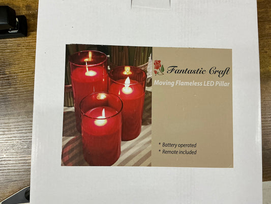 Battery operated candle set, Red, LC3315