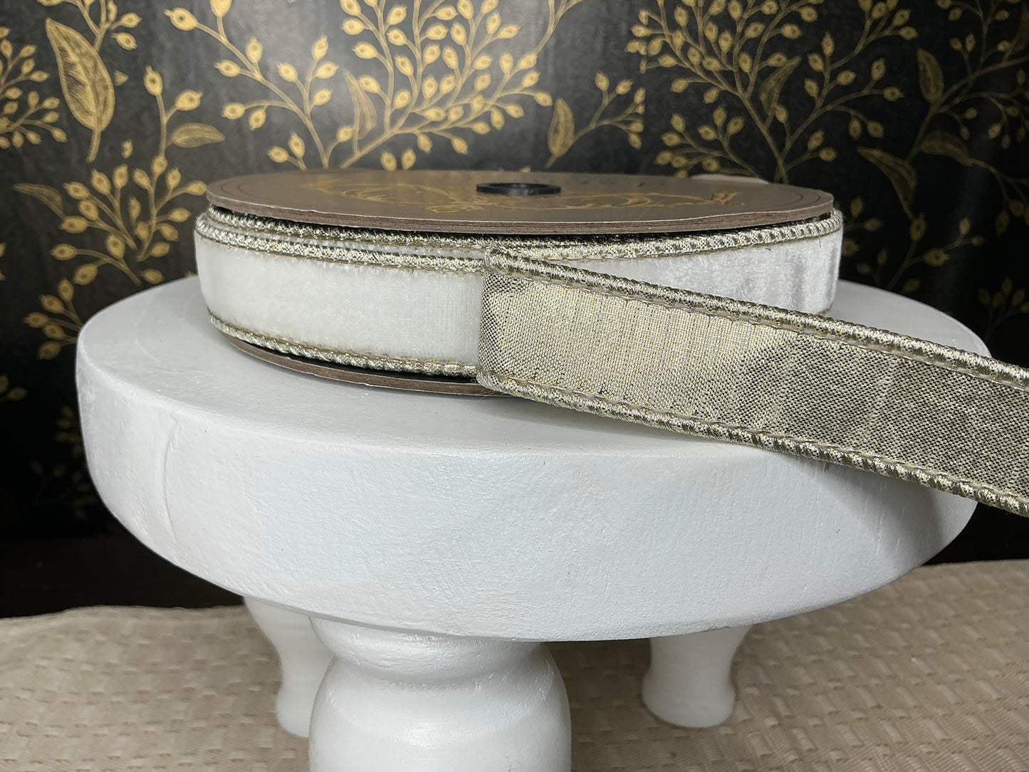 White velvet ribbon, d stevens designer ribbon, 07-1430