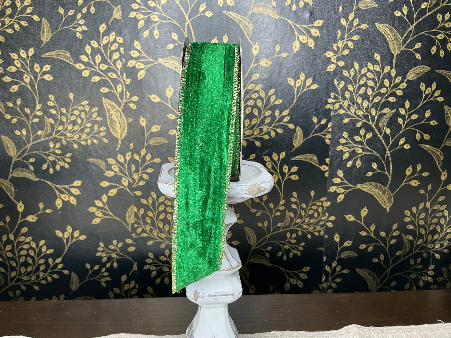 Green velvet ribbon, d stevens designer ribbon, 09-4964