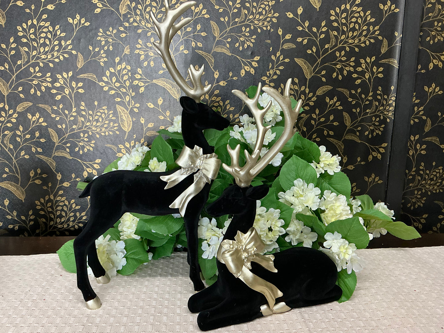 Black flocked deer set, MTX73317