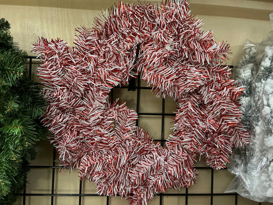 Red/White tinsel wreath, 85630WR24