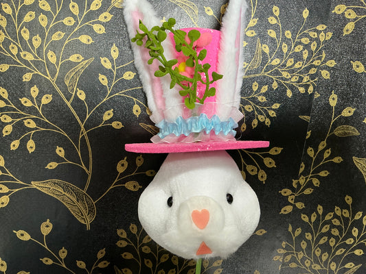 White bunny Pick with pink Hat - 63867PK