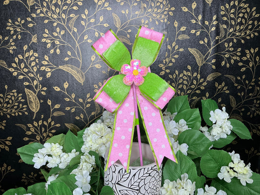 Pink/Green bow pick - 63924LTGN