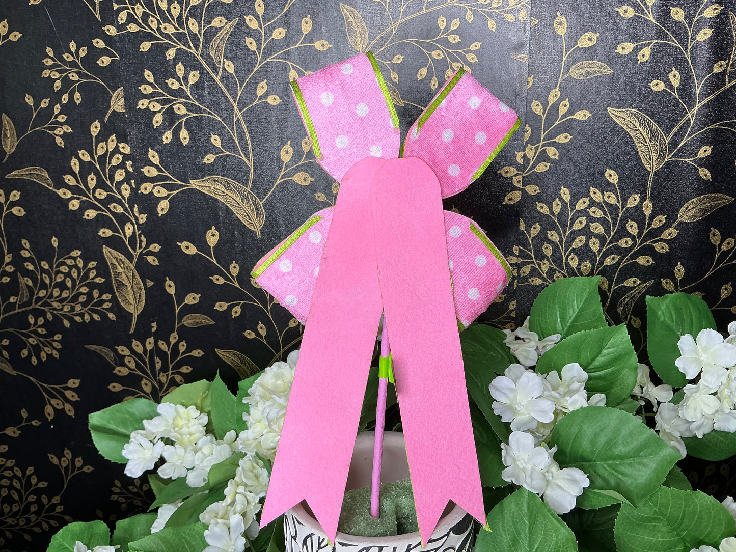 Pink/Green bow pick - 63924LTGN