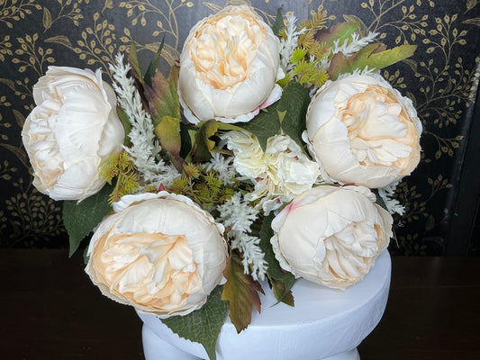 Cream Peony and Hydrangea Bush - 20137-CR
