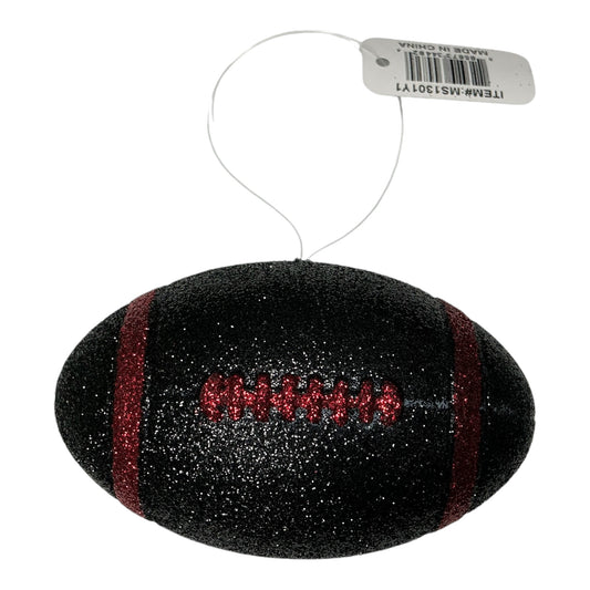 Glitter football homecoming ornament - Black/Red