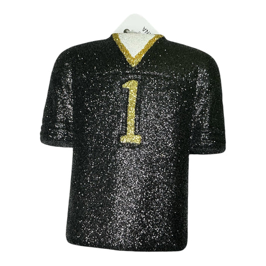 Glitter Football Jersey Homecoming Ornament - Black/Gold